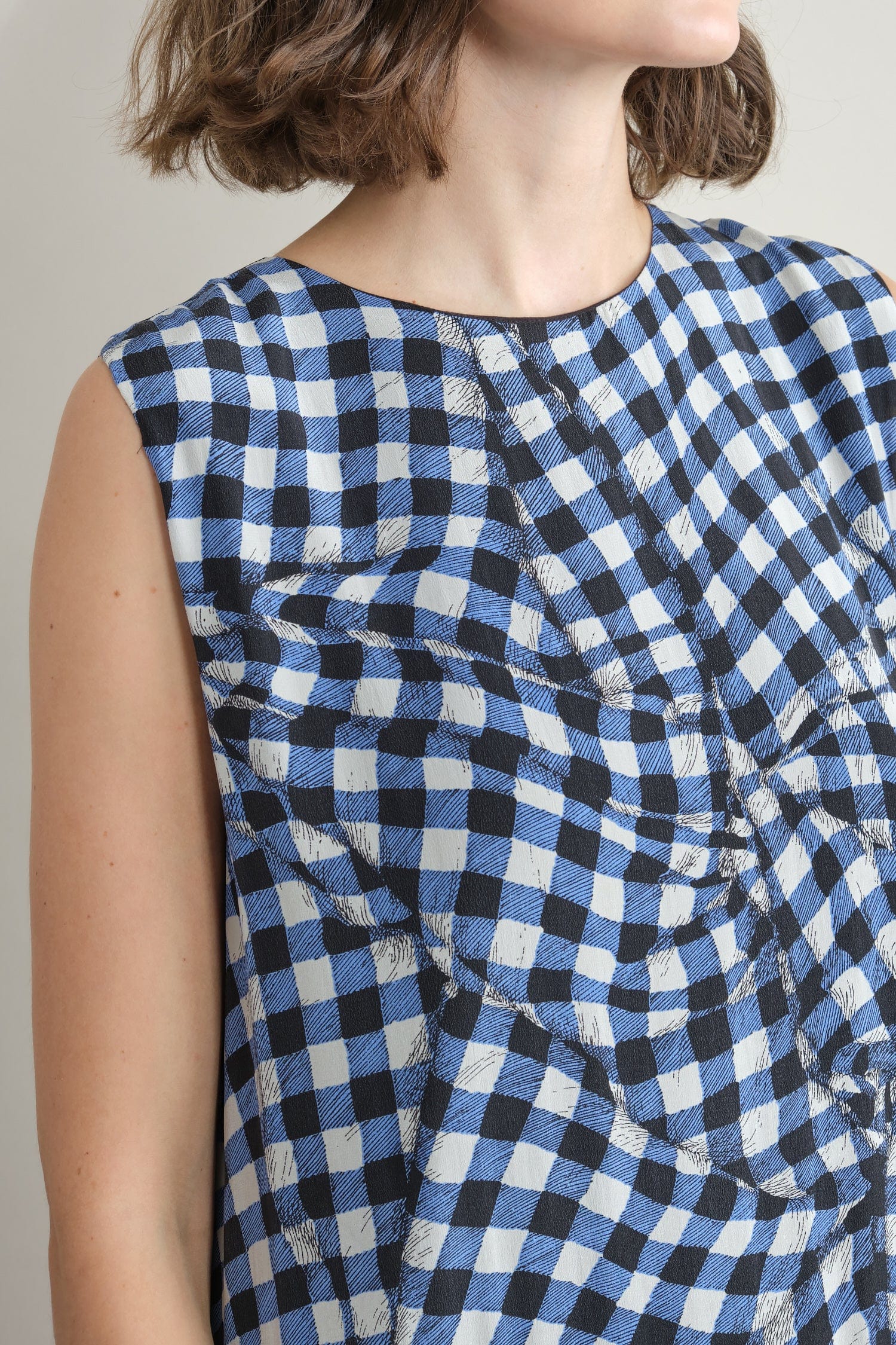 Neckline on Edith Dress in Blue