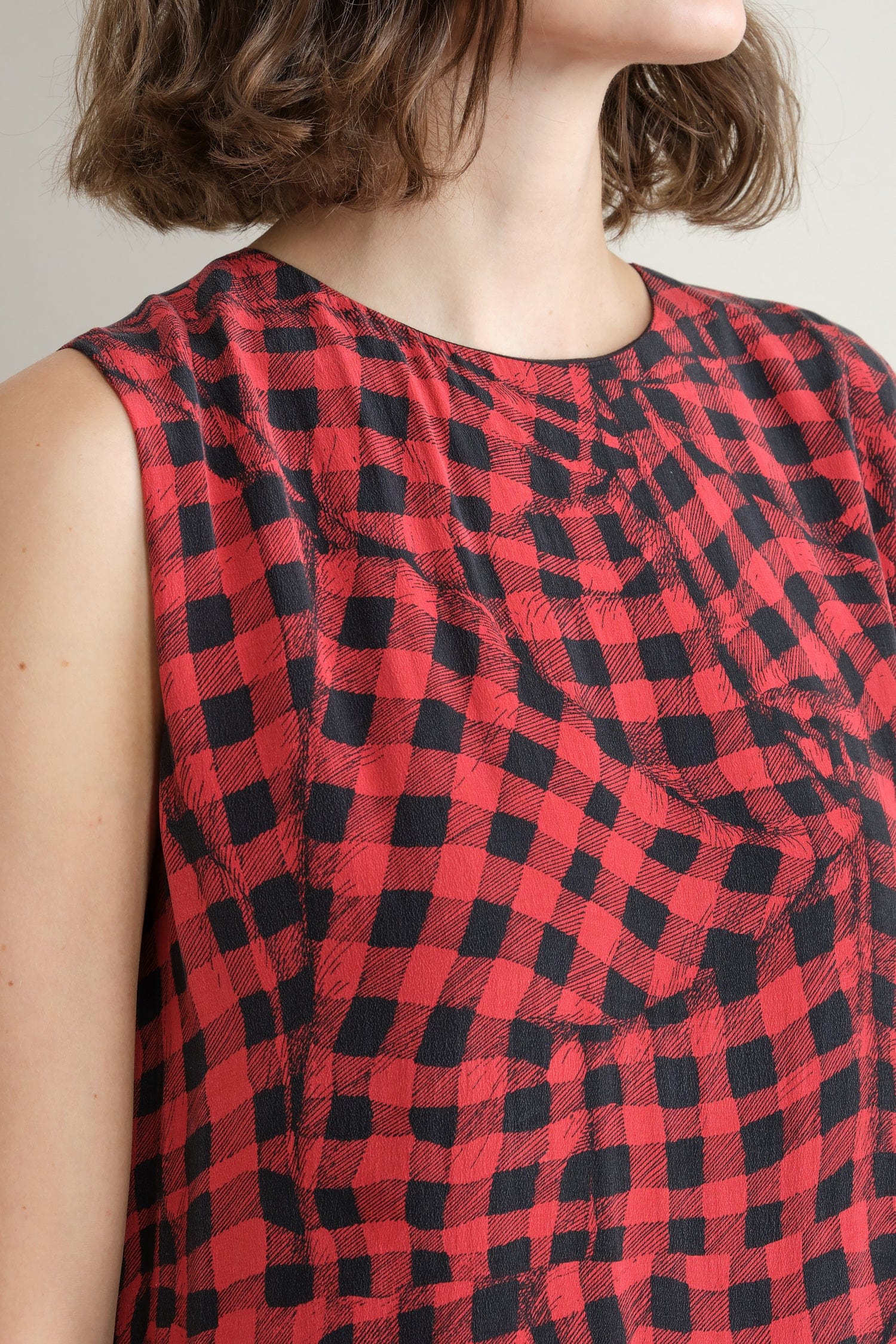 Neckline on Edith Dress in Red