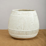 Mt. Washington Pottery Large Three Row Planter in speckled white