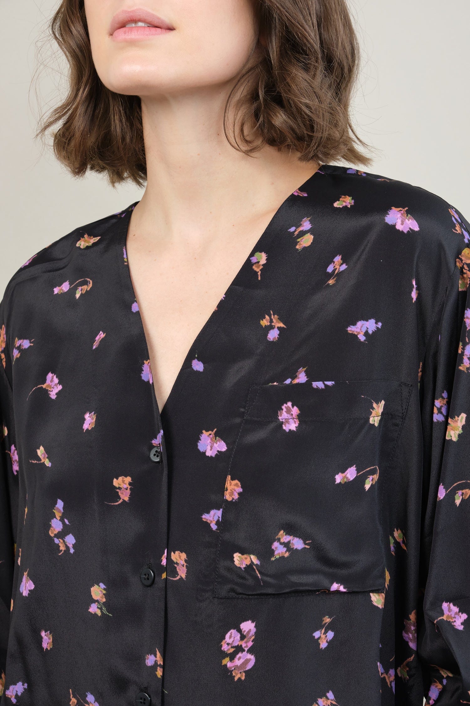 Neckline on Turin Top in Violet Blossom