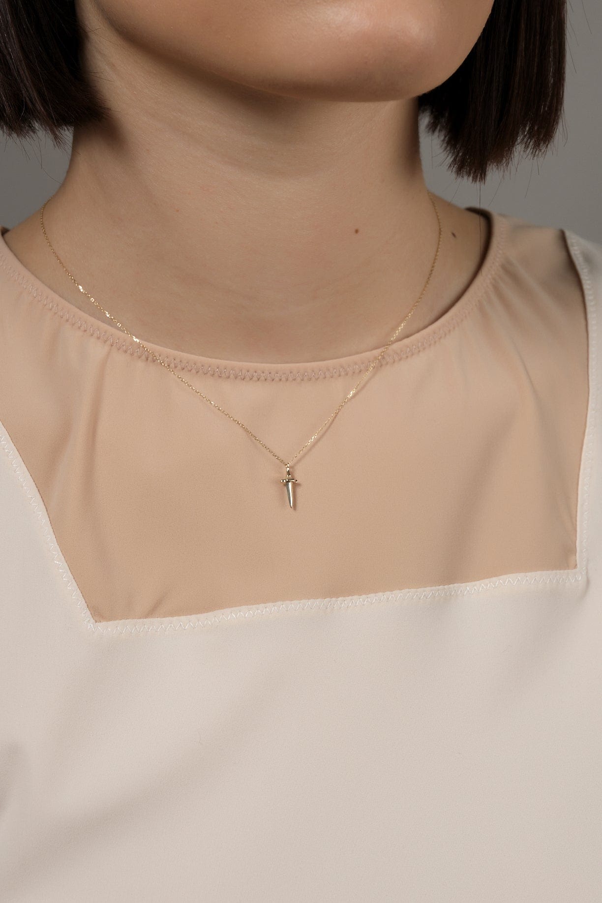 Pamela Love Jewelry Necklaces Mini Dagger Pendant 14K Yellow Gold / 16" Chain
