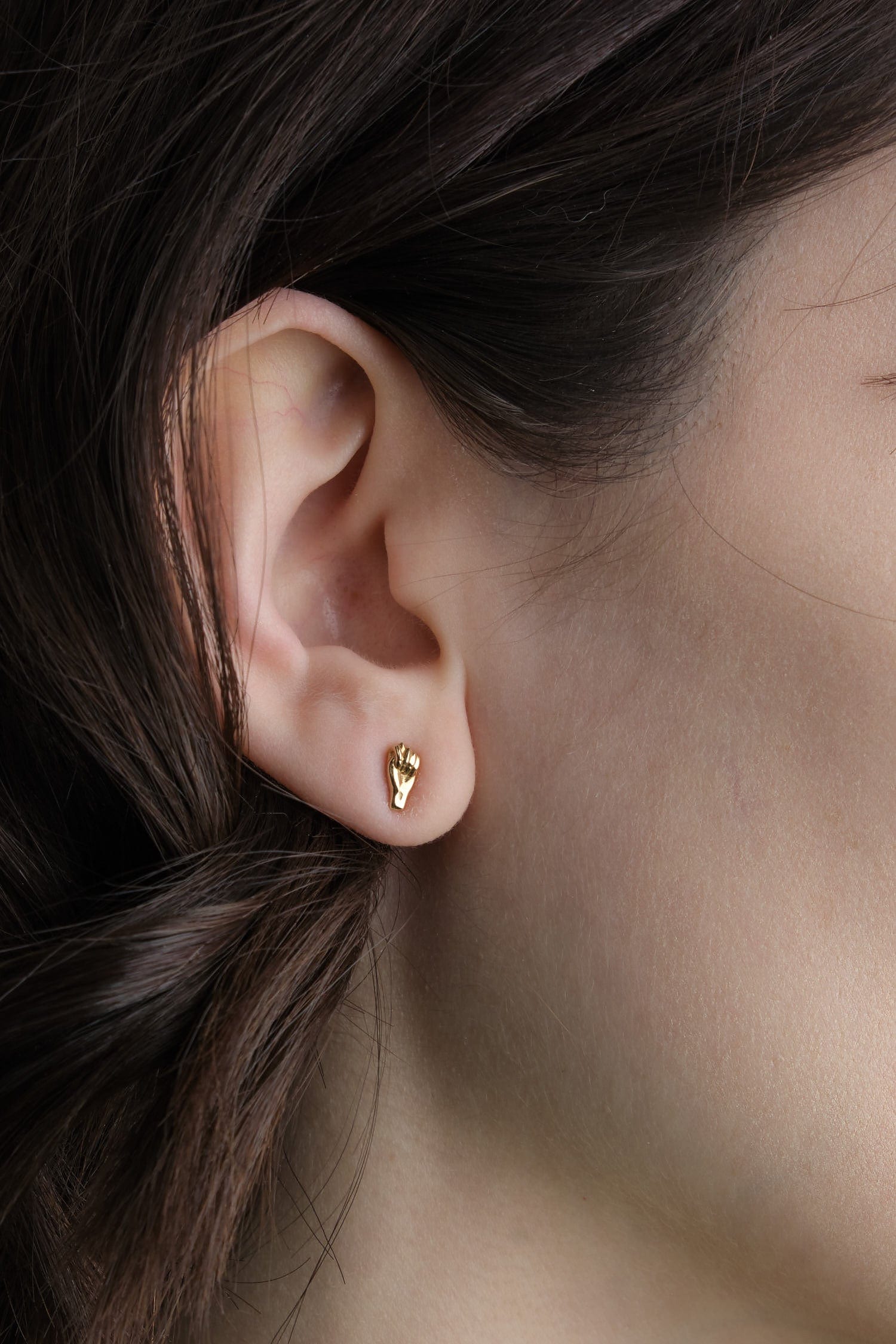 Pamela Love Jewelry Earrings Figa Hand Stud 14K Yellow Gold