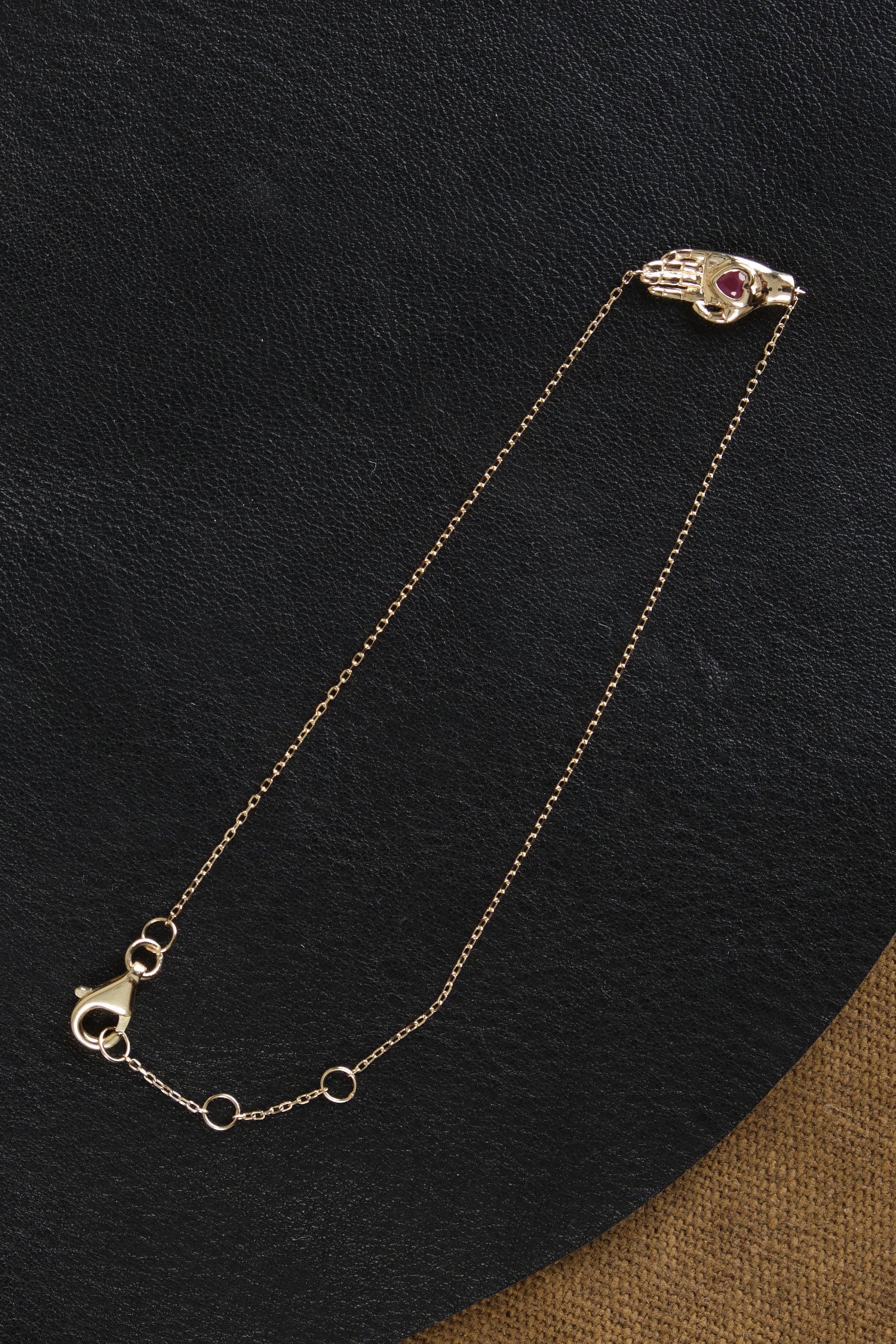 Pamela Love Jewelry Bracelets Heart in Hand Bracelet Ruby / 6.25"-7" Chain