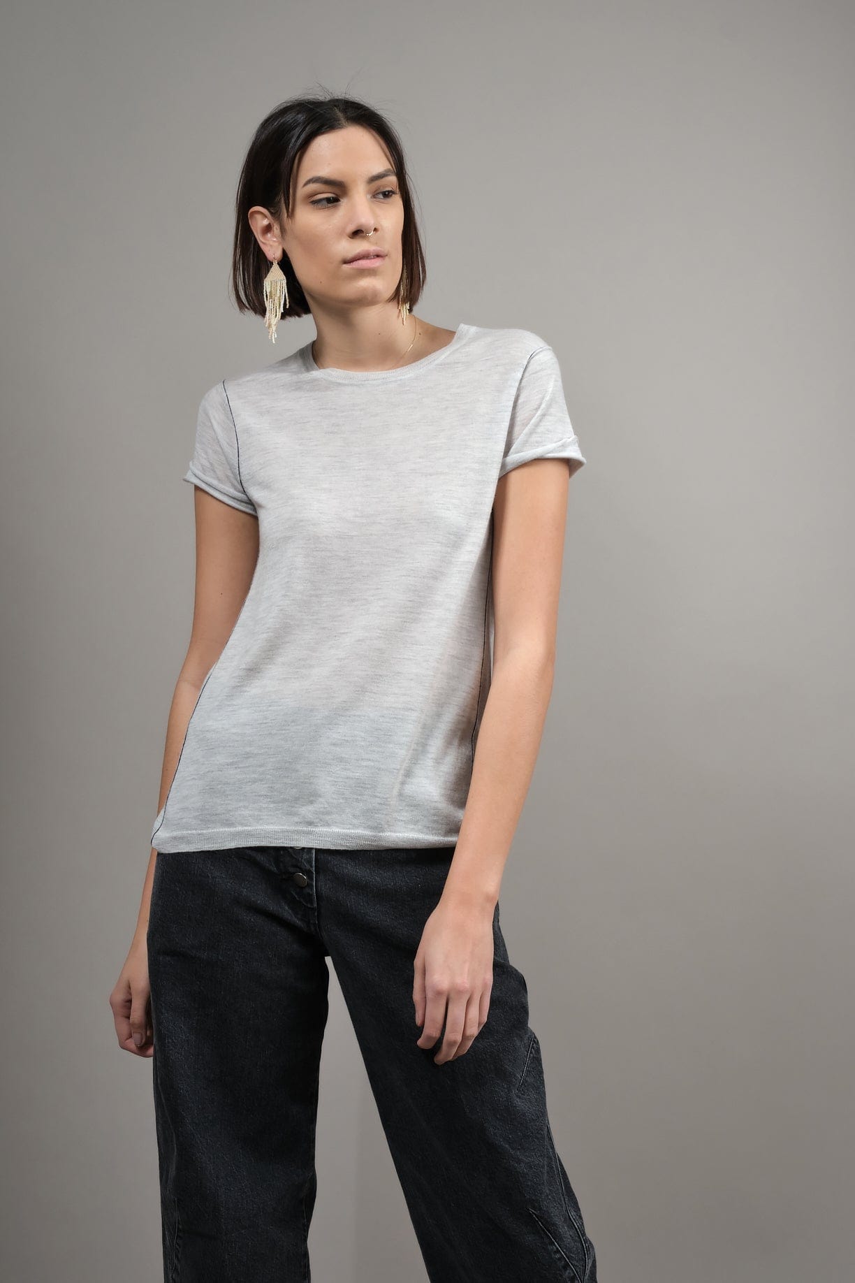 Paychi Guh Baby Tee in Dove Gray
