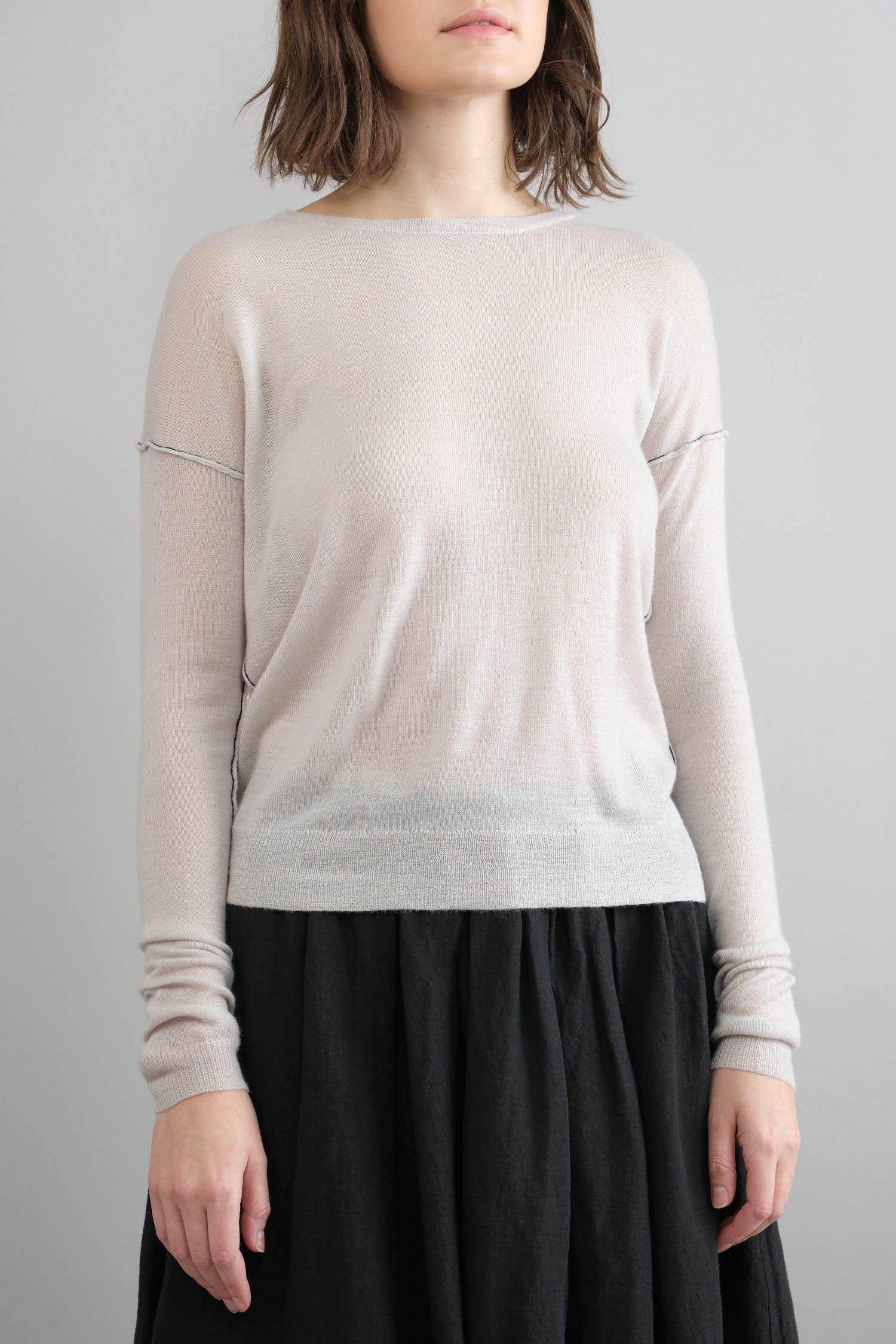 Front of Bateau Pullover in White Dune