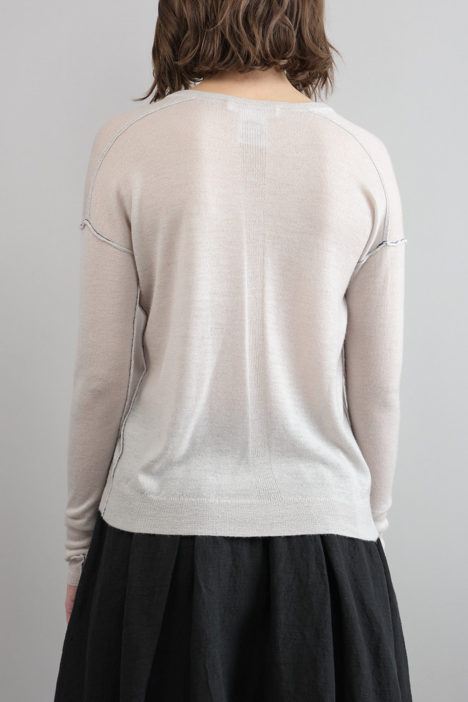 Back of Bateau Pullover in White Dune