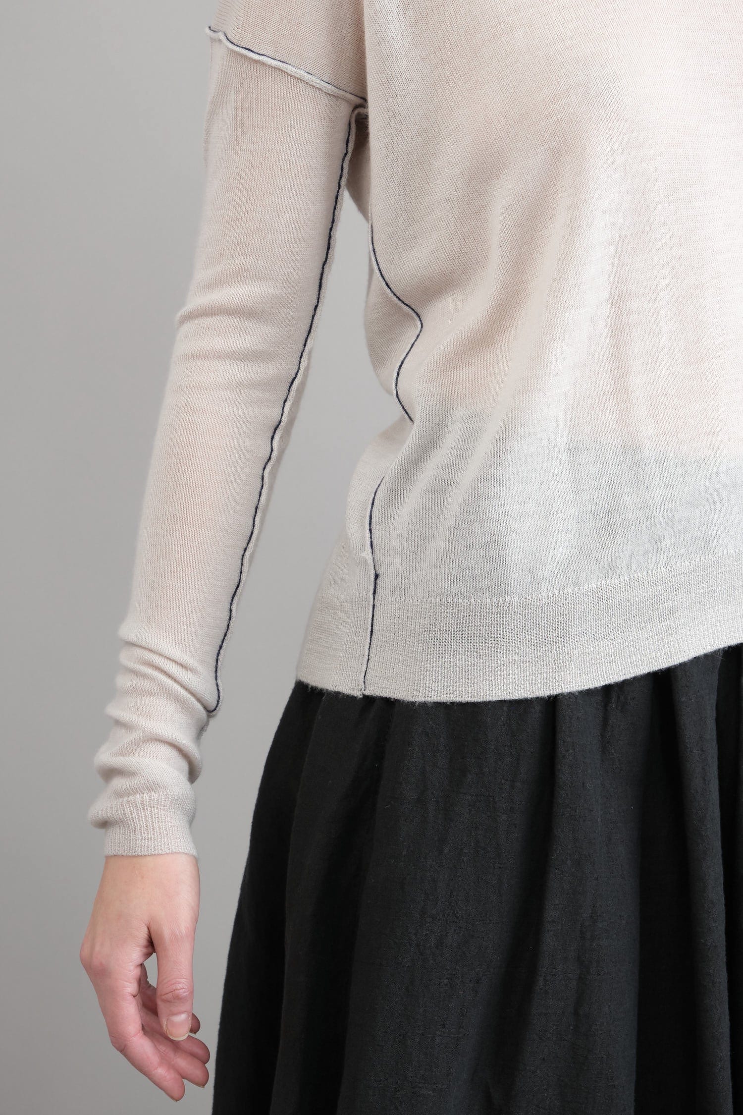 Seam detailing on Bateau Pullover in White Dune