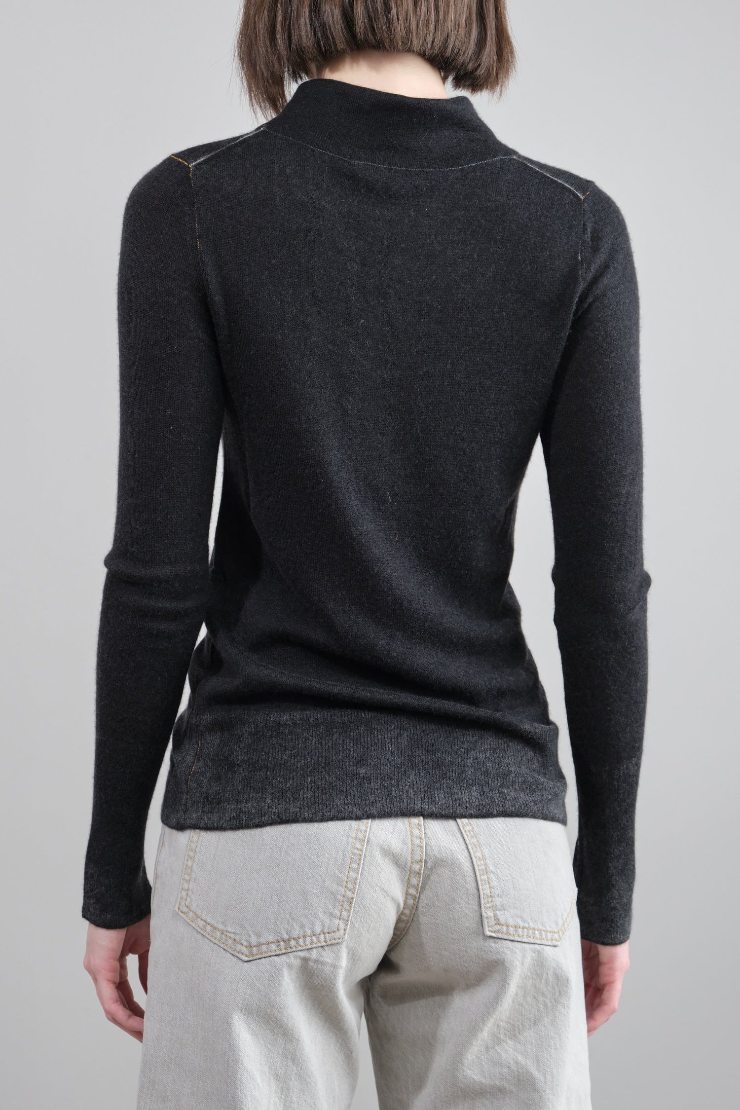 Back of Printed Turtleneck in Black