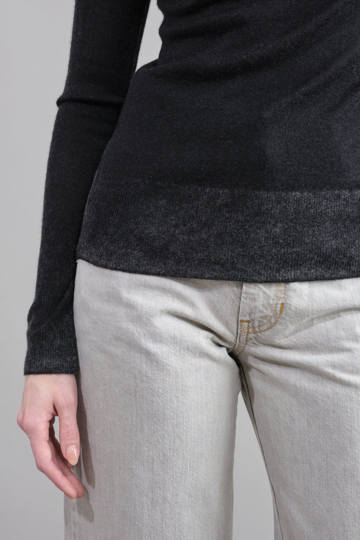 Hemline on Printed Turtleneck in Black