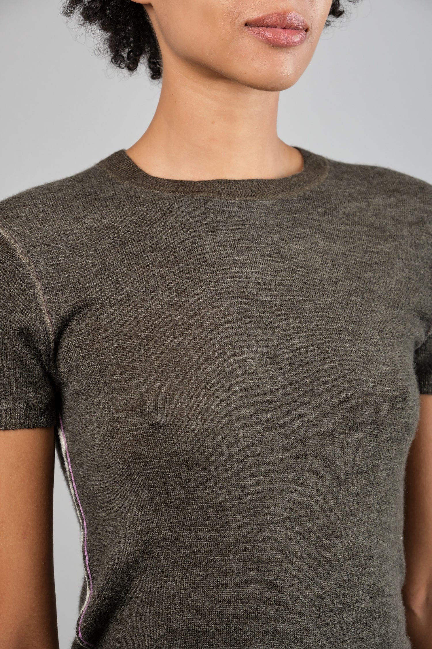 Neckline on S/S Printed Crew in Black Tonal