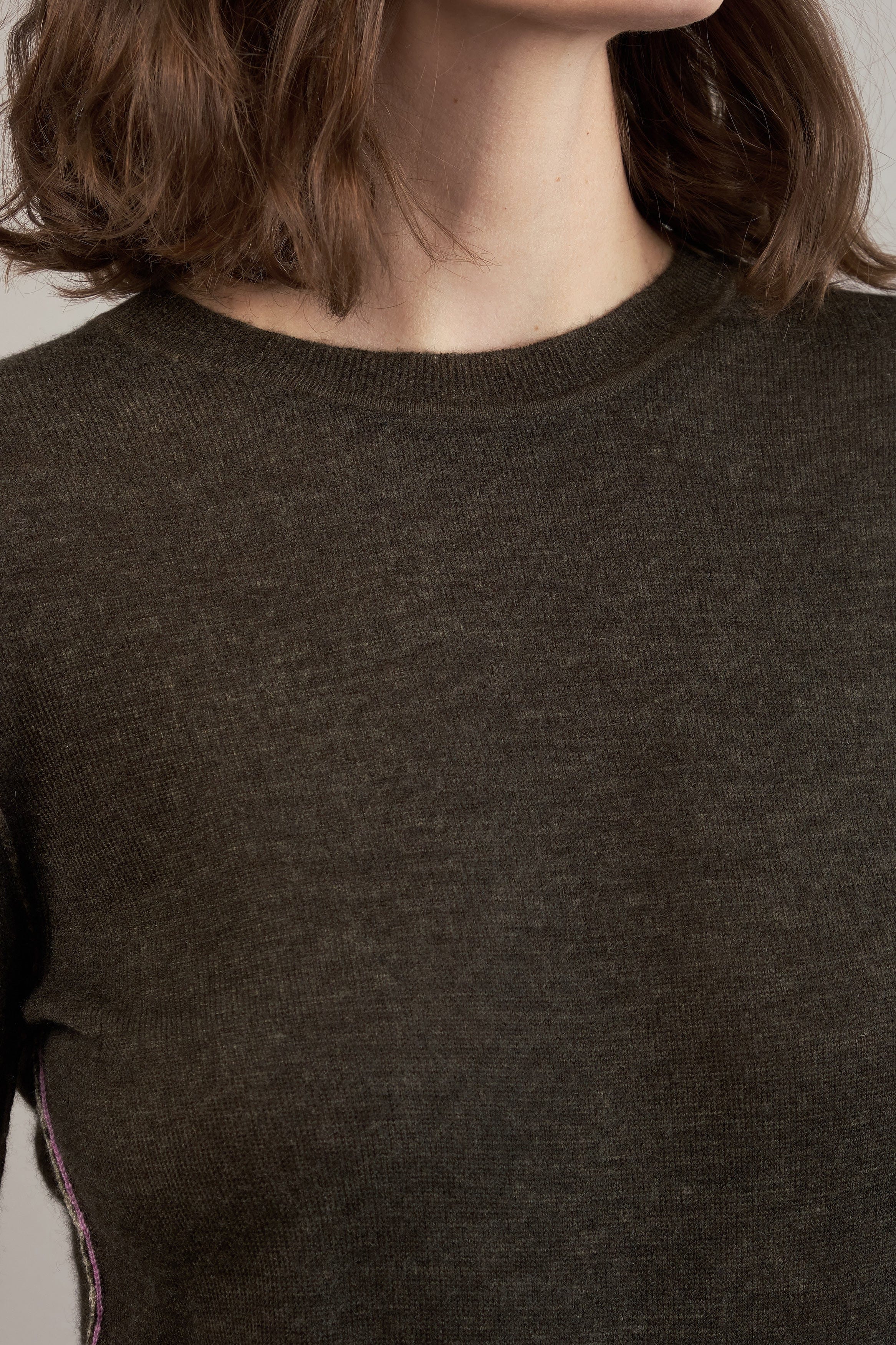 Close up of Paychi Guh L/S Printed Crew