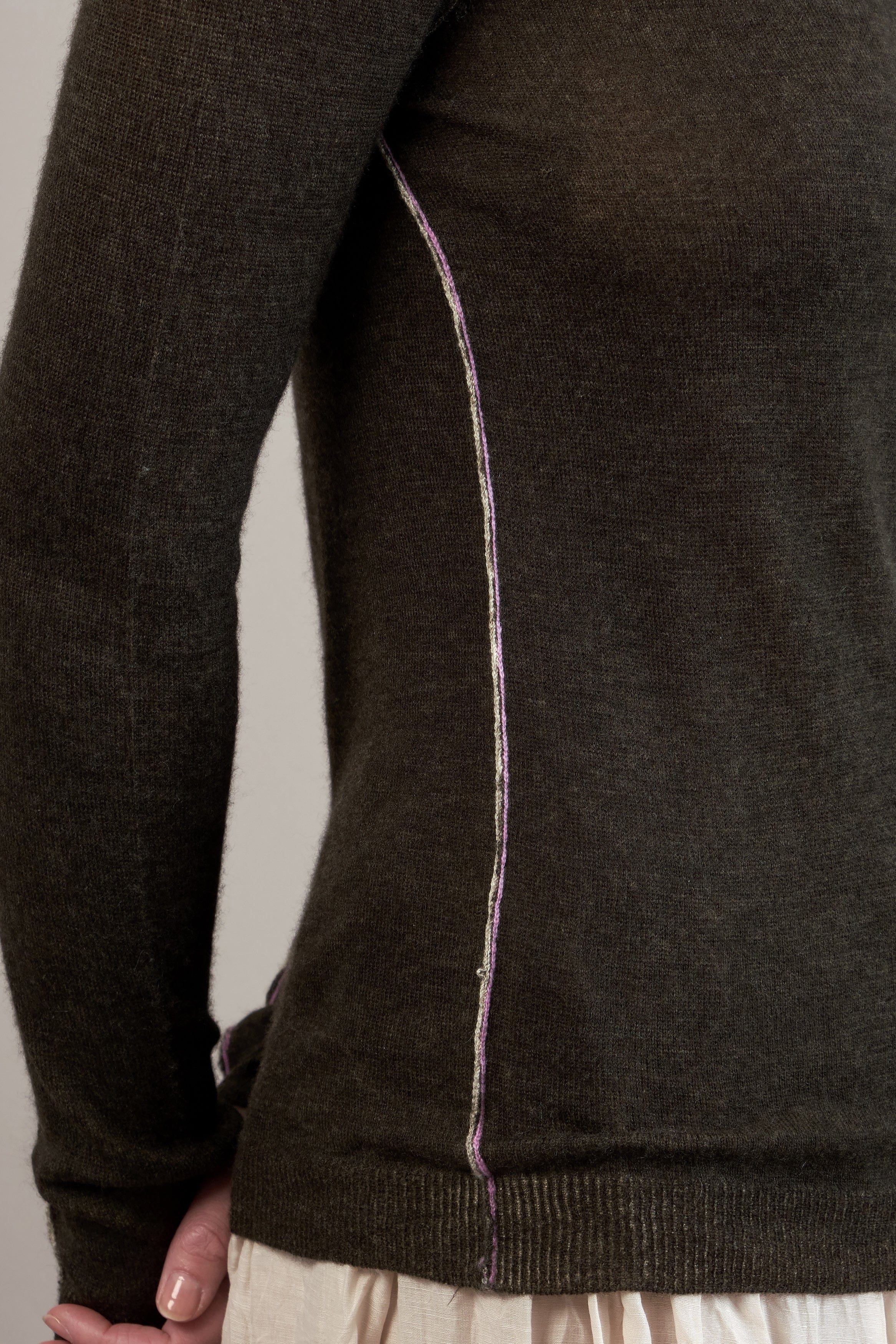 Side seam of Paychi Guh L/S Printed Crew
