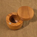 Be Home Home Kitchen Containers Small Salt Cellar W/ Pivoting Lid Teak / 3" D X 2" H