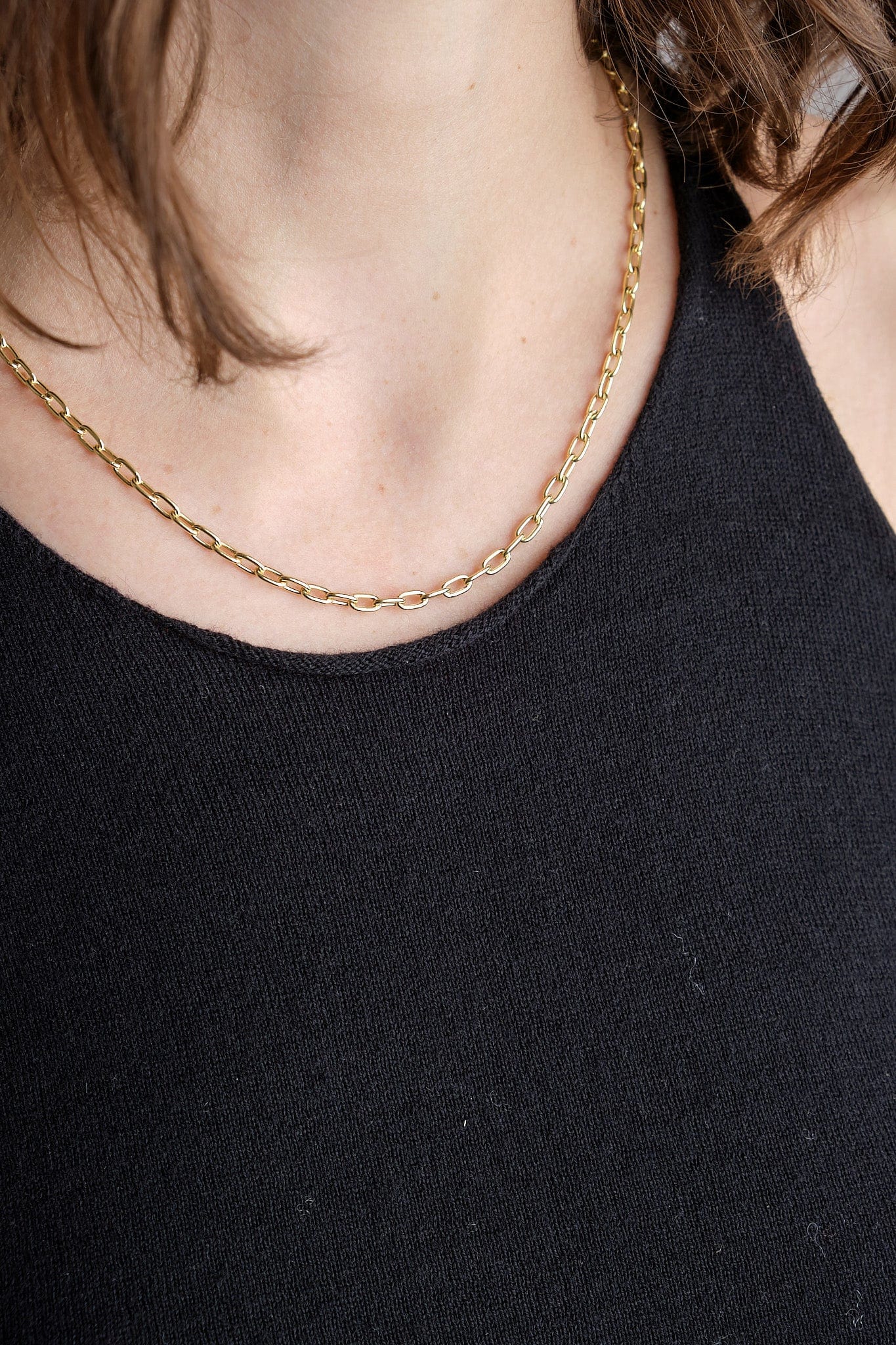 Stephanie Windsor Jewelry Necklaces 100mm Long Oval Link Chain 14K Yellow Gold / 18" Chain