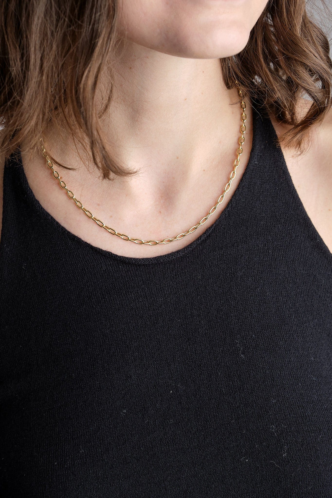 Stephanie Windsor Jewelry Necklaces 100mm Long Oval Link Chain 14K Yellow Gold / 18" Chain
