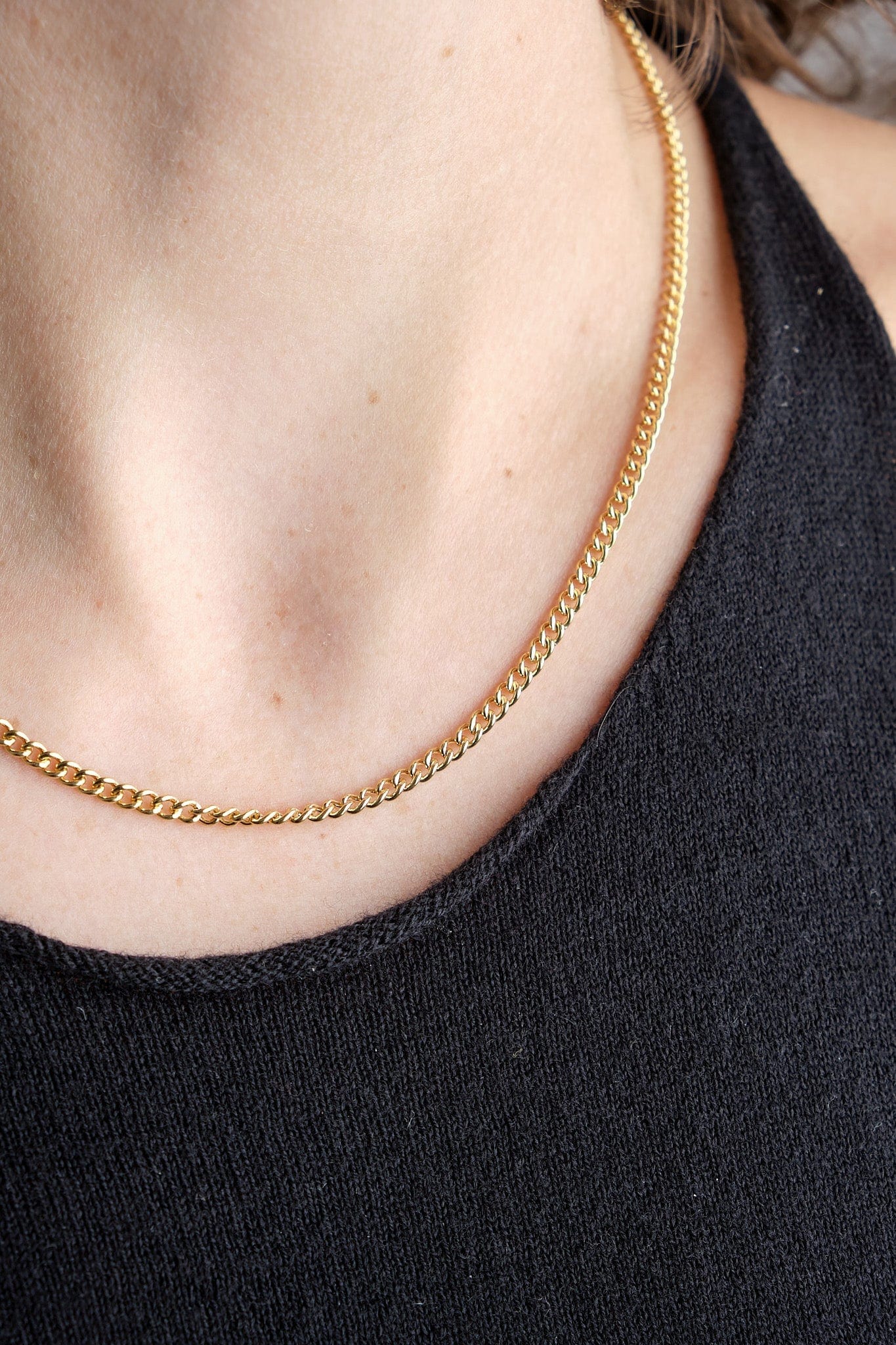 Stephanie Windsor Jewelry Necklaces Solid Rounded Curb Chain 1 14K Yellow Gold / 18" Chain
