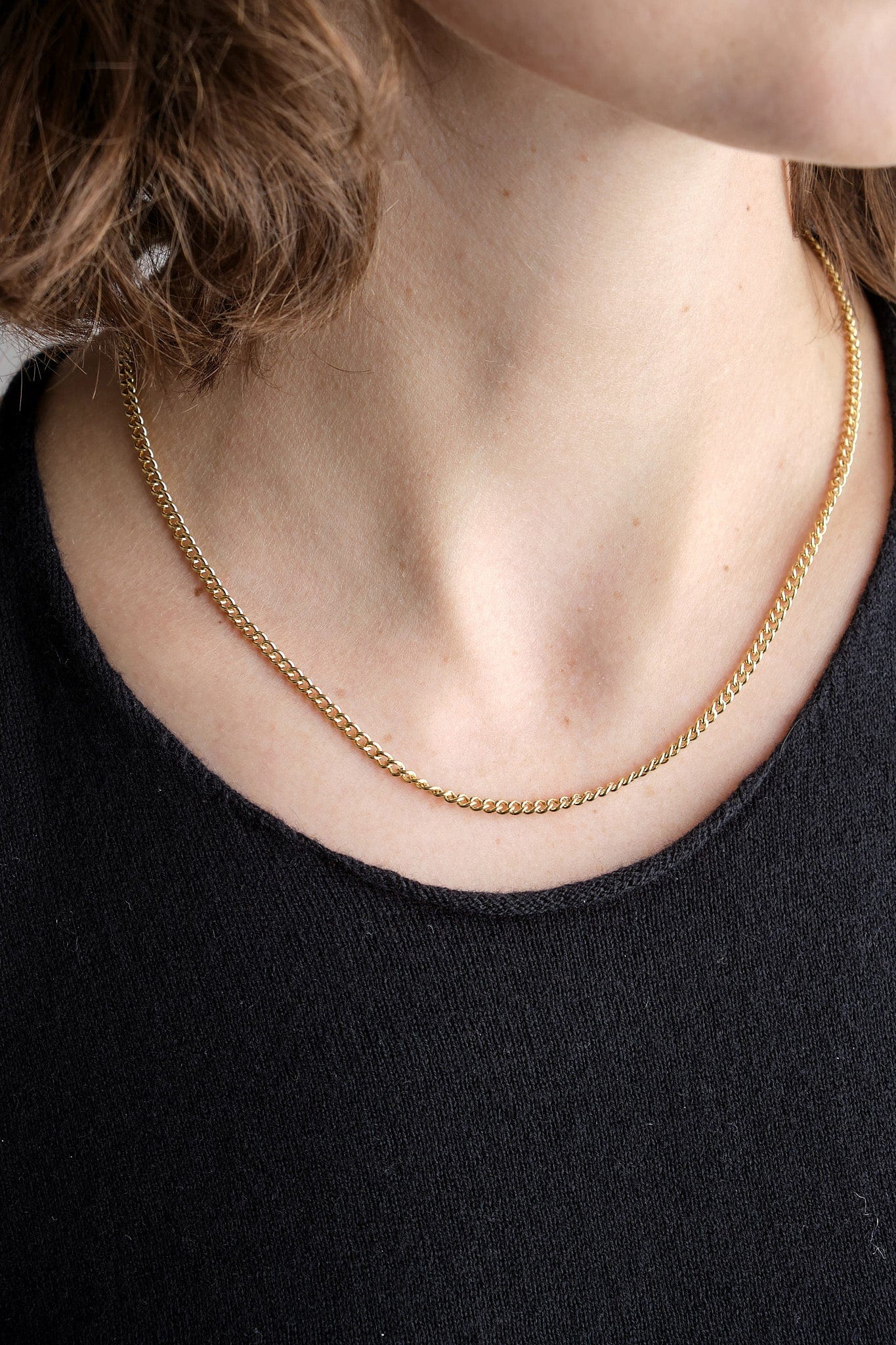 Stephanie Windsor Jewelry Necklaces Solid Rounded Curb Chain 1 14K Yellow Gold / 18" Chain