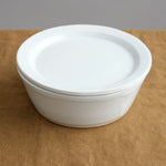 WRF Lab Ceramics Home Kitchen Serving Medium Container with Lid White / 8" D x 3" H