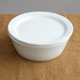 WRF Lab Ceramics Home Kitchen Serving Medium Container with Lid White / 8" D x 3" H