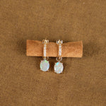 WWAKE Jewelry Earrings Graduated Diamond Hoops with Opal Opal