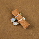WWAKE Jewelry Earrings Graduated Diamond Hoops with Opal Opal