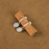 WWAKE Jewelry Earrings Graduated Diamond Hoops with Opal Opal