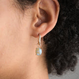 WWAKE Jewelry Earrings Graduated Diamond Hoops with Opal Opal