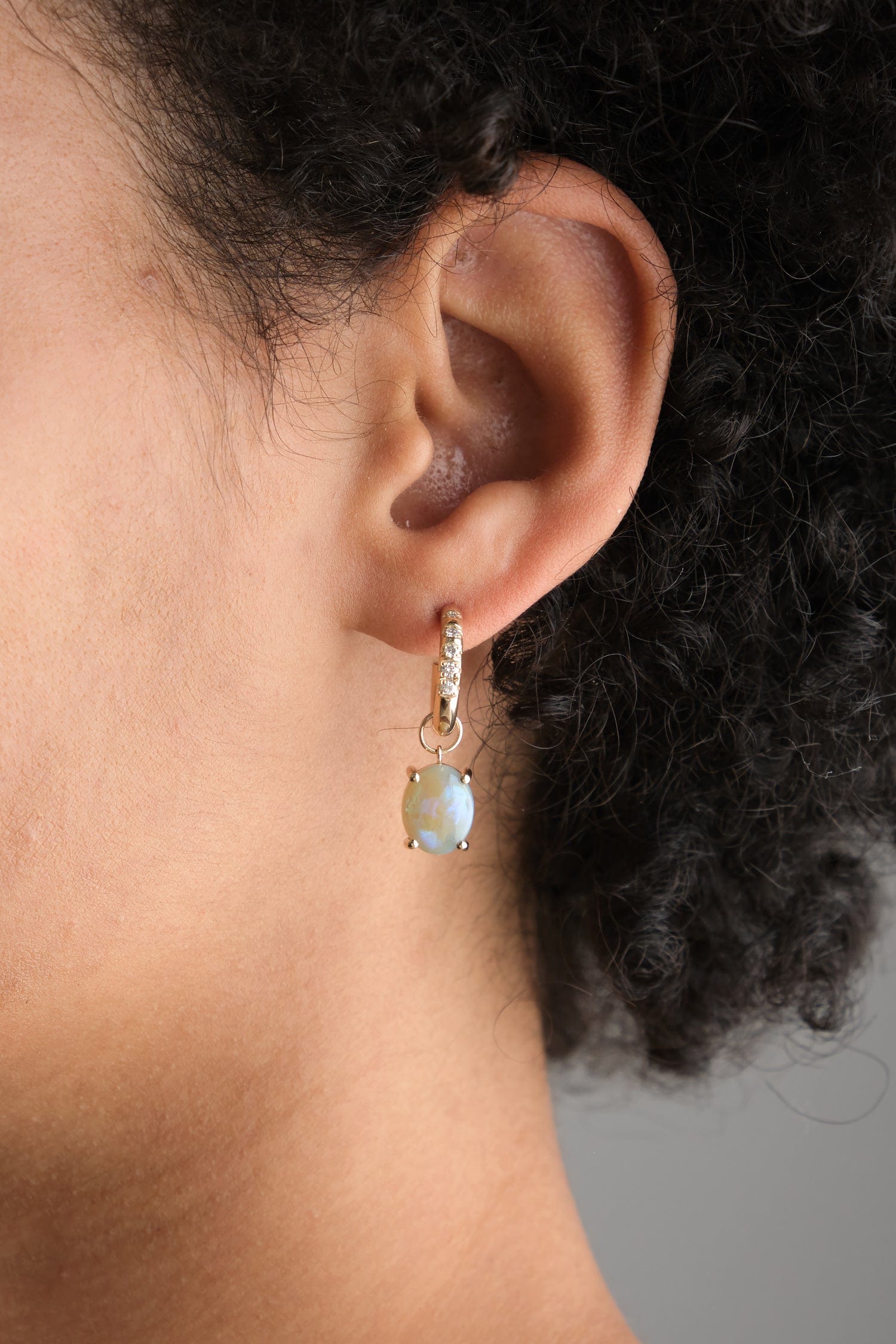 WWAKE Jewelry Earrings Graduated Diamond Hoops with Opal Opal