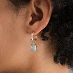 WWAKE Jewelry Earrings Graduated Diamond Hoops with Opal Opal