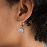 WWAKE Jewelry Earrings Graduated Diamond Hoops with Opal Opal