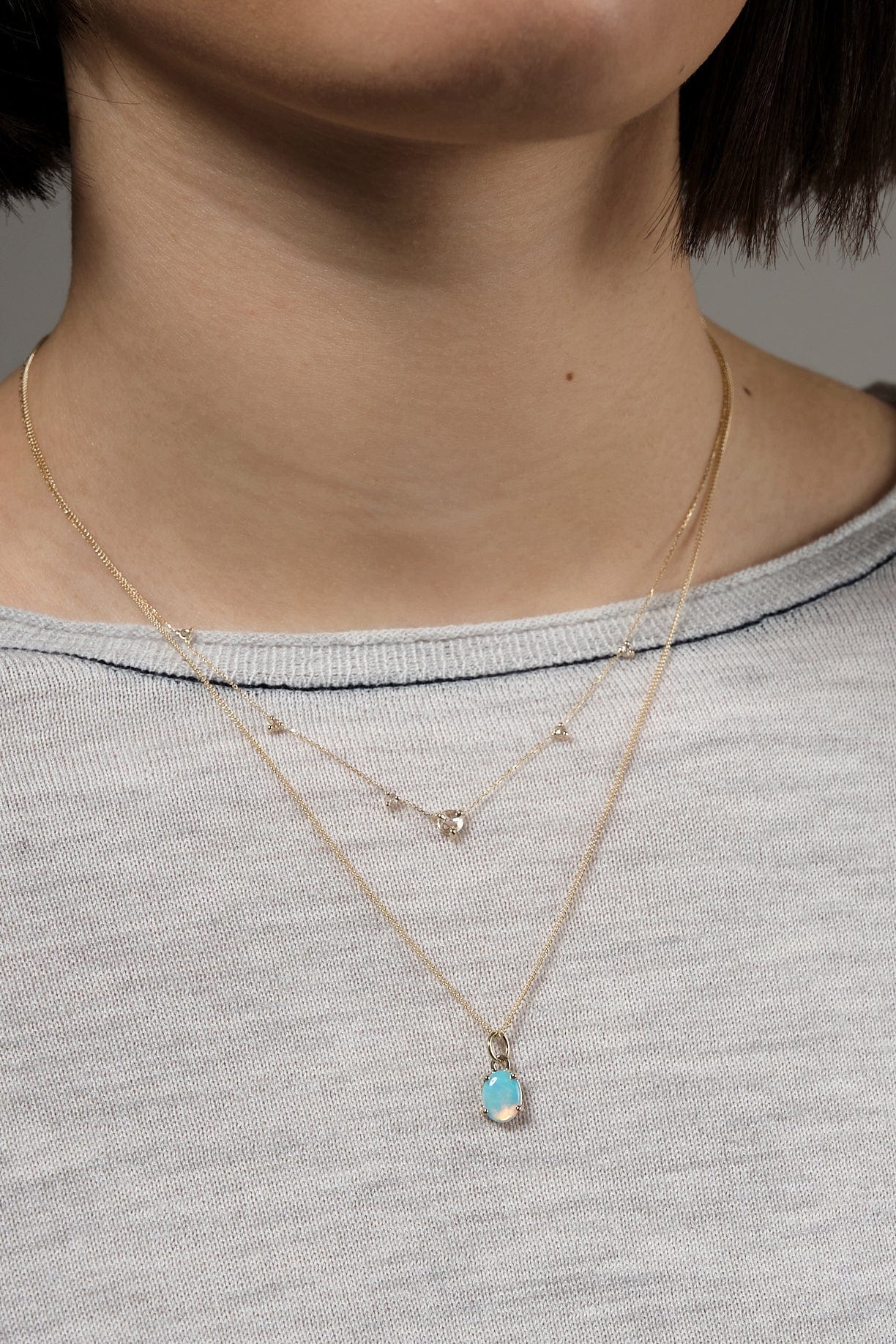 wwake linear chain rose cut diamond necklace