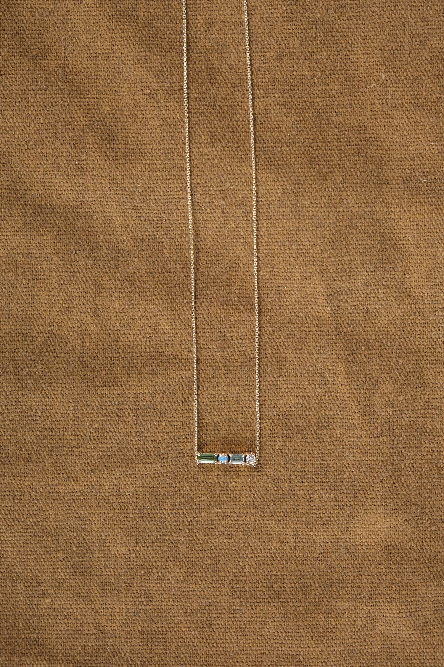 WWAKE Jewelry Necklaces Pillar Necklace Green Tourmaline / 18" Chain