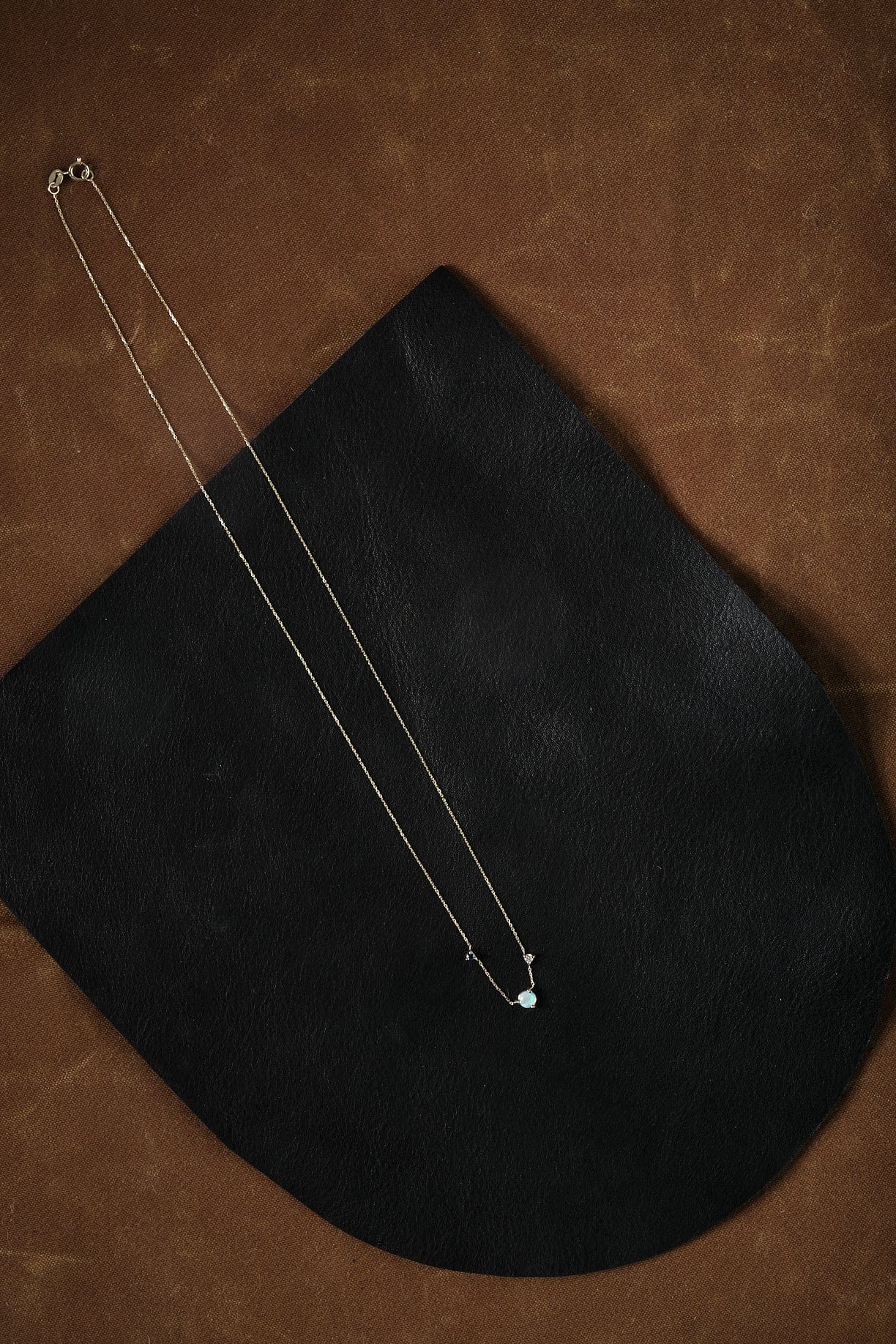 WWAKE Jewelry Necklaces Three Step Necklace Opal, Sapphire, Diamond / 18" chain