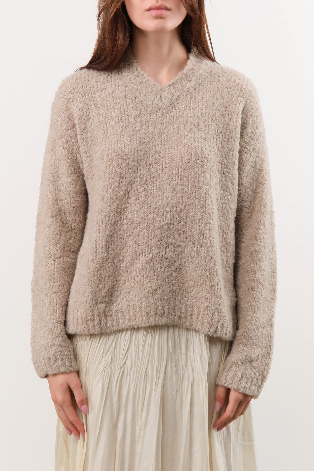 Private 0204 Apparel Womens Sweaters 255 Cashmere Alpaca Sweater in Safari