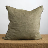 Maison de Vacances Washed Linen Vice Versa Cushion in Kaki 