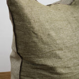 Kaki 26 x 26 Washed Linen Vice Versa Cushion 