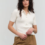 Styled Collared Ribbed Top