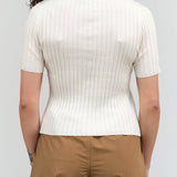 Back view of Collared Ribbed Top