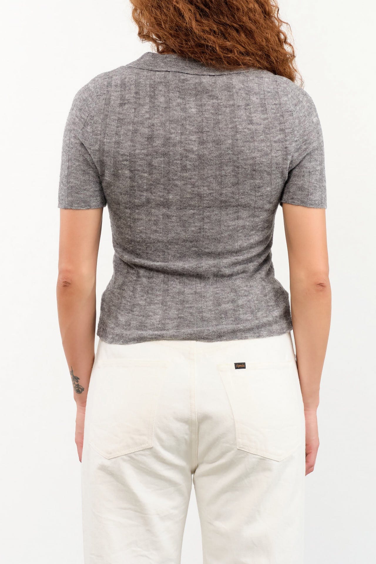 7115 by Szeki Apparel Womens Sweaters Collared Short Sleeves Top