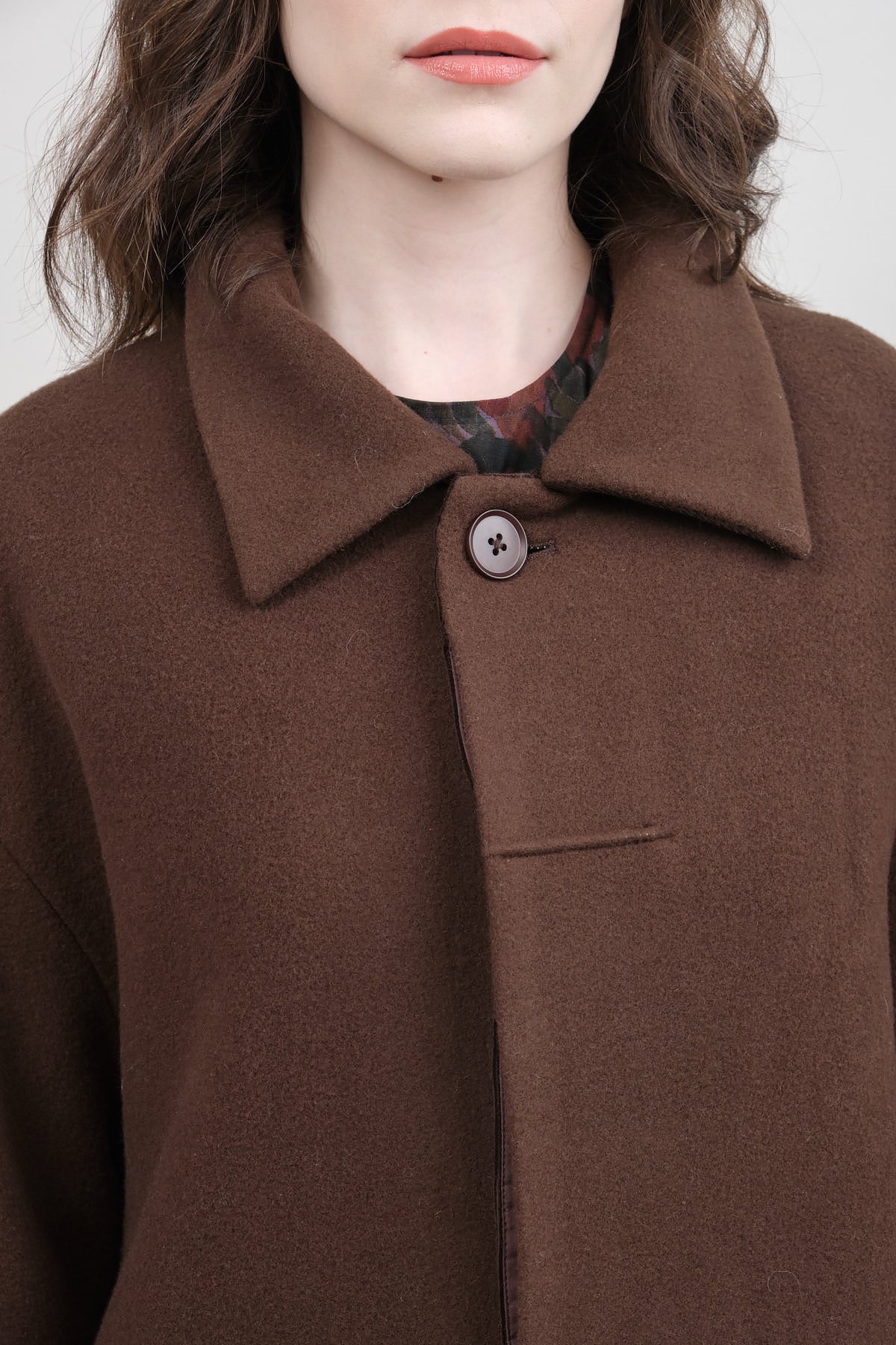 Neckline on Cuffed Wool Coat