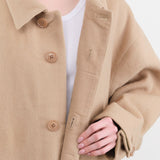 7115 by Szeki Apparel Womens Outerwear Cuffed Wool Coat in Desert Sand