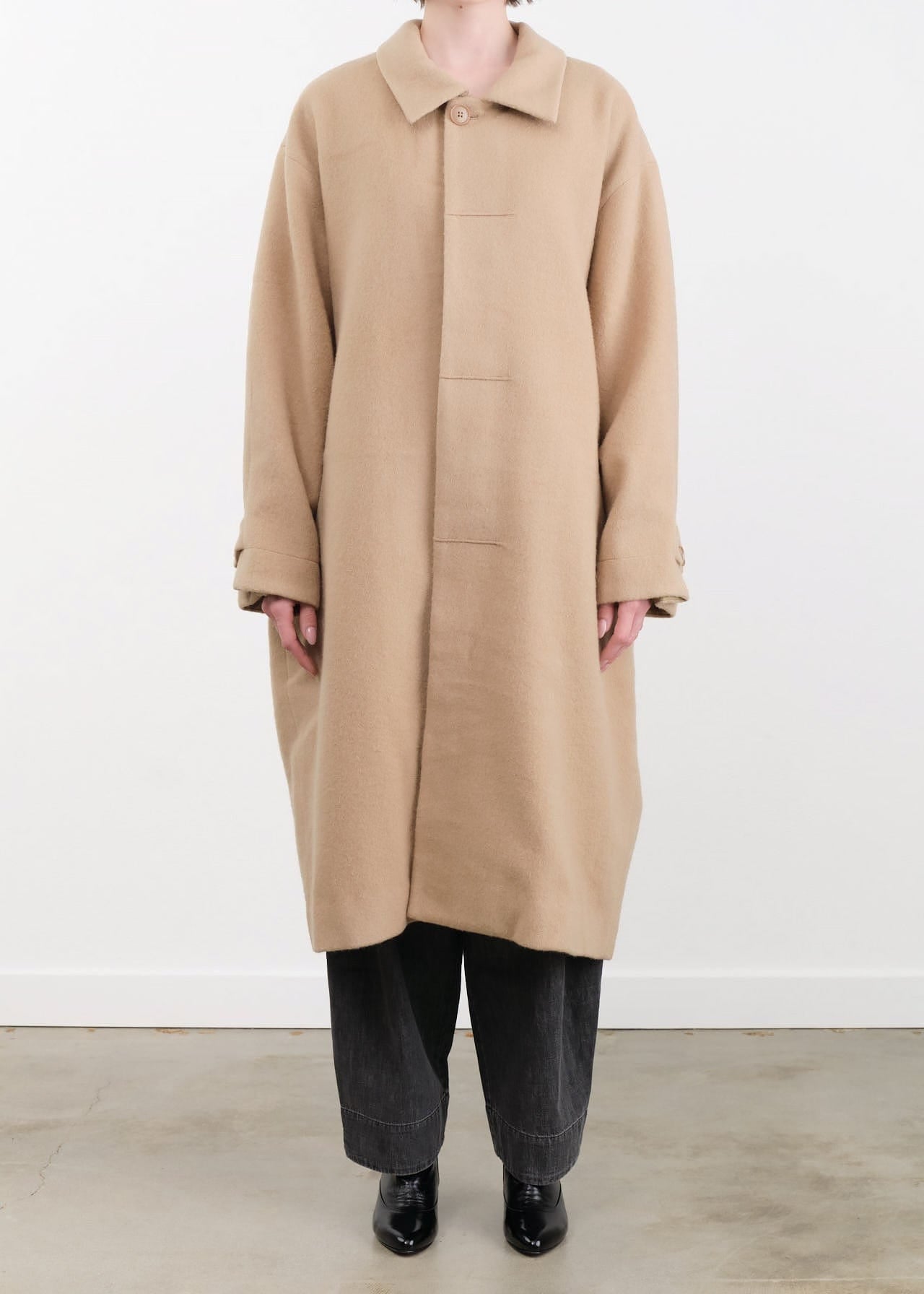 7115 by Szeki Apparel Womens Outerwear Cuffed Wool Coat in Desert Sand