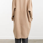 7115 by Szeki Apparel Womens Outerwear Cuffed Wool Coat in Desert Sand