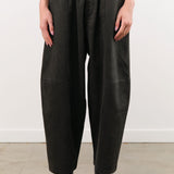 7115 by Szeki Apparel Womens Pants Elastic Panel Barrel Trouser in Washed Black