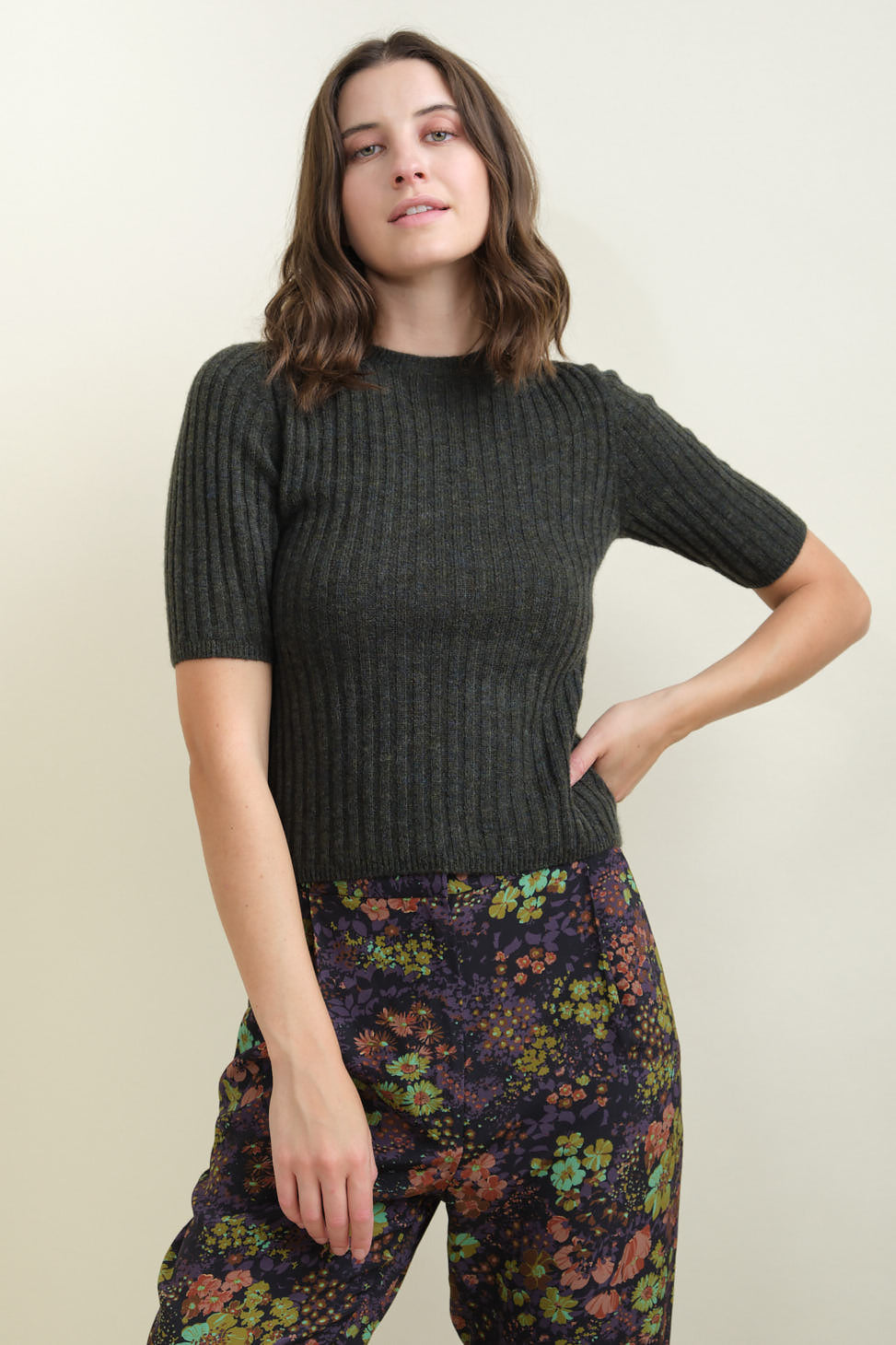 Molly Ribbed Short Sleeve Sweater
