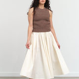 Styled Papery Elastic Prairie Skirt in Off-White