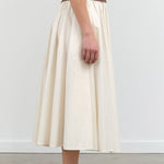 Side view of Papery Elastic Prairie Skirt in Off-White