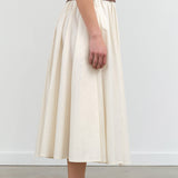 Side view of Papery Elastic Prairie Skirt in Off-White