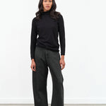 7115 by Szeki Sand-Washed Tailored Curve Legged Trouser in Washed Black