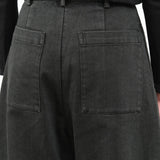 Sand-Washed Tailored Curve Legged Trouser in Washed Black by Designer Brand 7115 by Szeki 